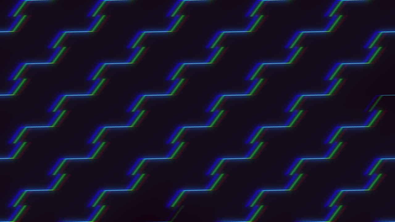 Abstract neon zigzag pattern background with glowing blue and green lines