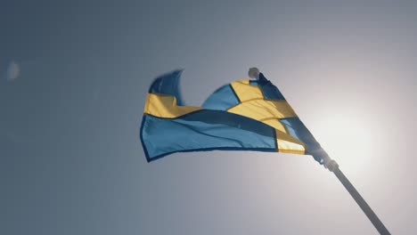 swedish flag in the wind in slowmo