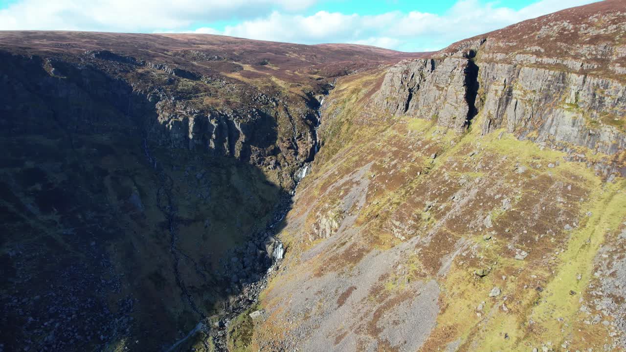 Irish Landscapes drone view of Mahon Valley Comeragh Mountains Waterford Ireland shadow and light