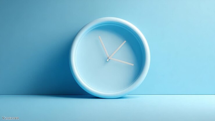A Contemporary Blue Wall Clock Set Against a Harmonious Blue Background Showcasing Its Elegant Minimalist Design and Timeless Functionality Perfect for Modern Interiors