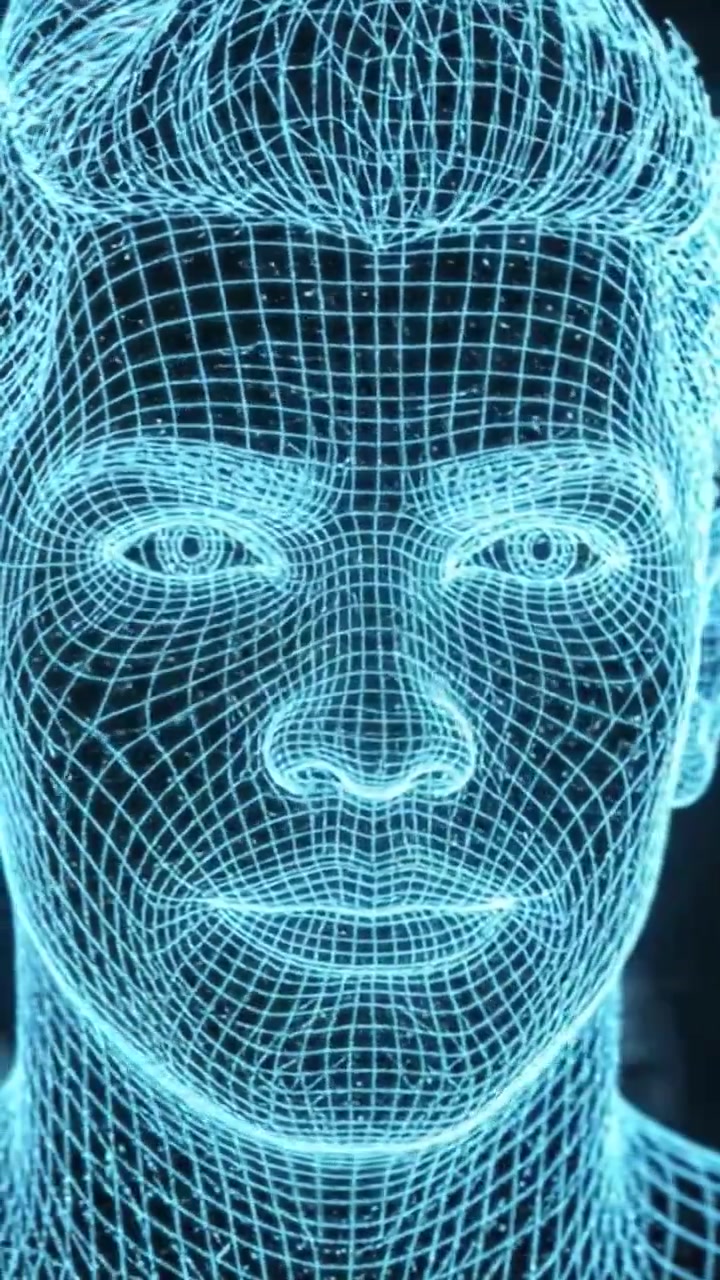 A Stunning Visual Representation of a Human Face in Wireframe, Capturing the Intricate Details of 3D Modeling and Digital Artistry at Its Finest