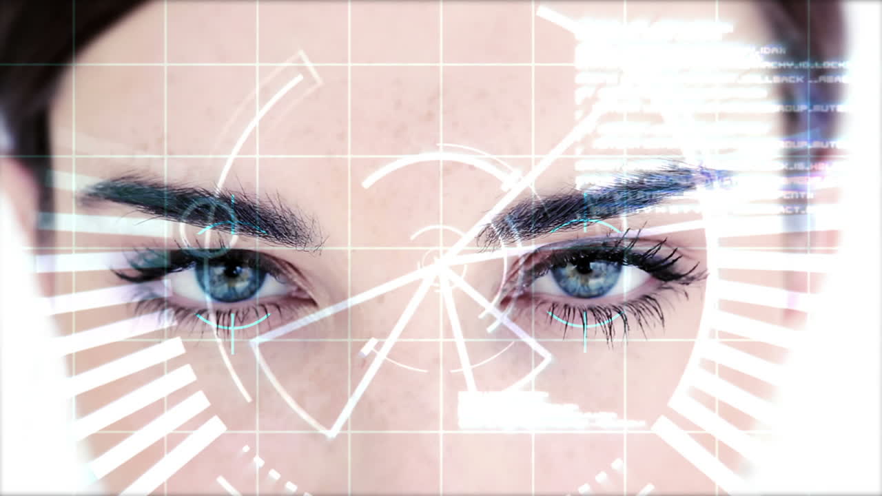 mujer atractiva con dial en los ojos