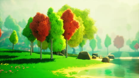 colorful-cartoon-forest-at-sunset