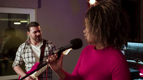 musical group in the studio