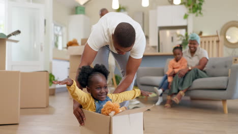 Father,-child-and-playing-in-a-box-while-moving