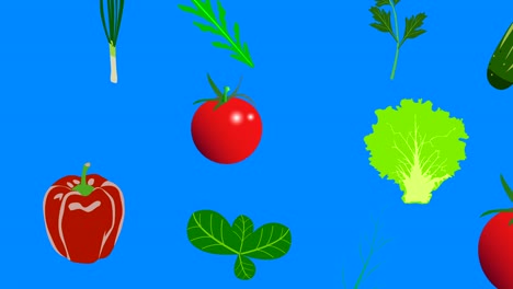 vegetables elements animation chroma key background removable, seamless loop