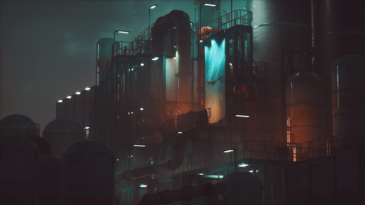 fábrica de la industria petroquímica por la noche