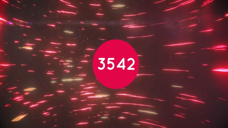 Animation of numbers and light trails over black background