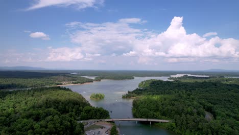 aerial high over lake james nc, north carolina, lake james reservoir near morganton nc