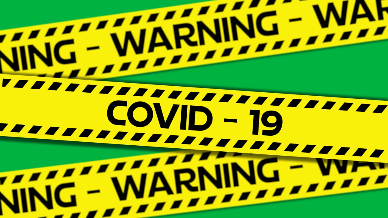 Corner sliver starting COVID tape sliding, stripes crossing and layering, warning on transparent