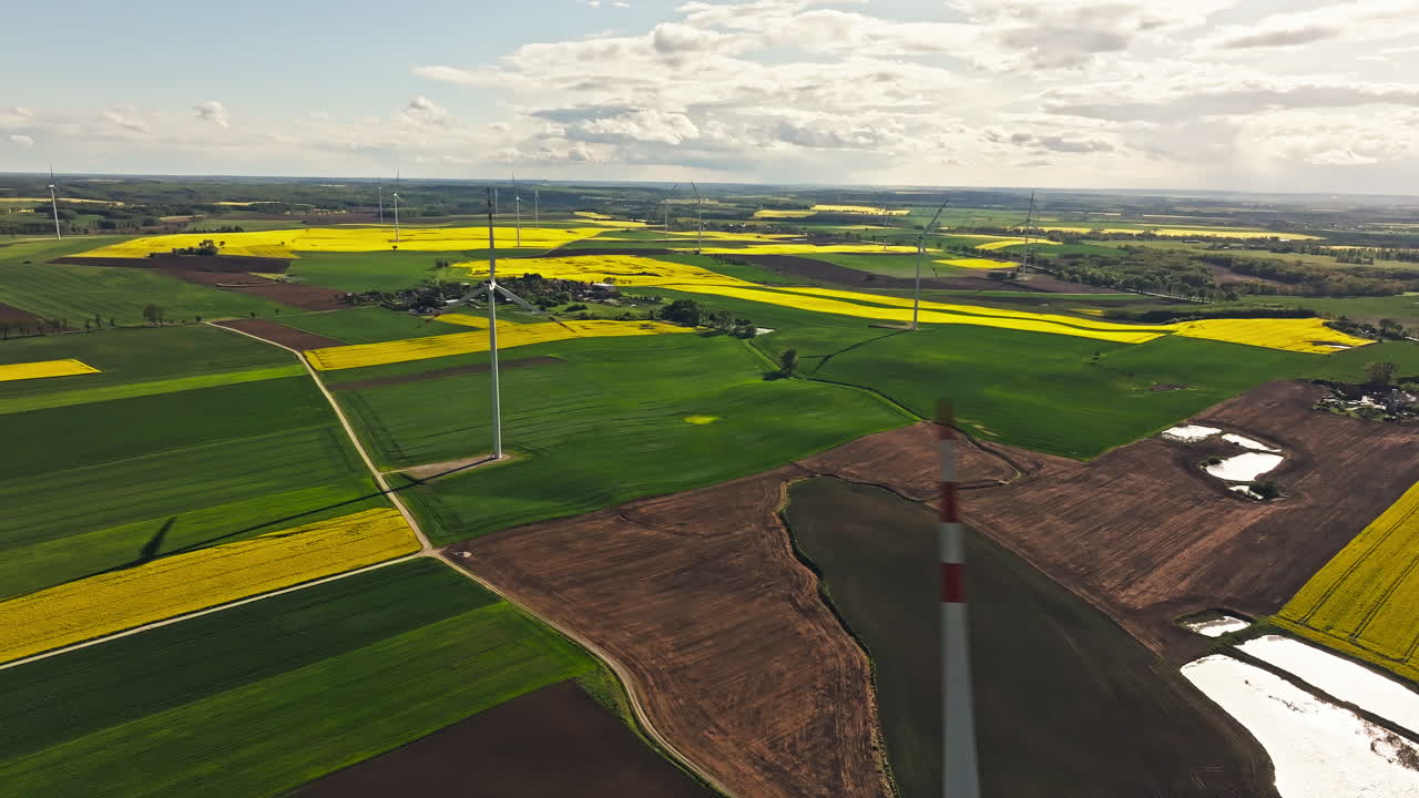 Wind Farm - Wind Turbines In The Vast Fields. - aerial shot