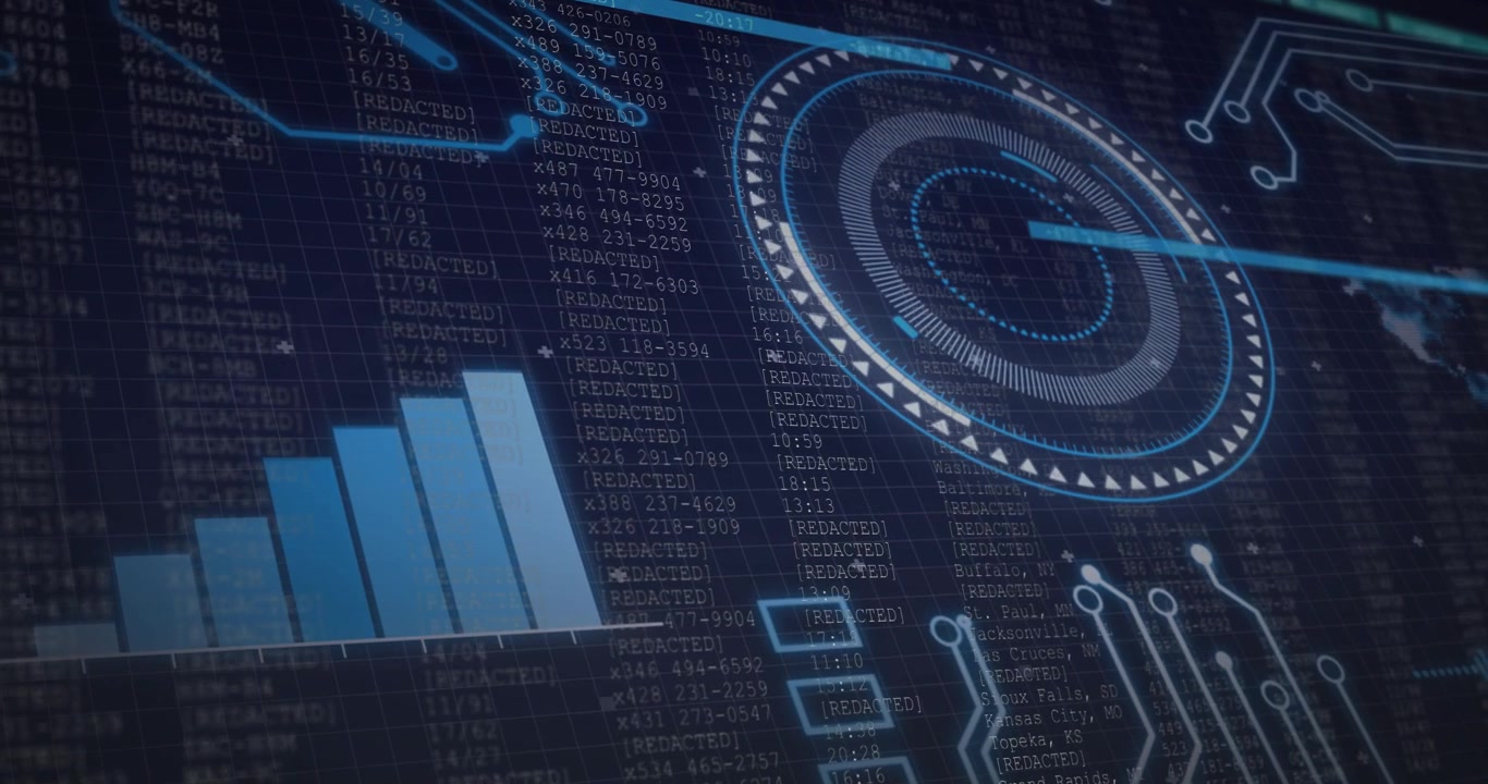 Animated HUD Display Showing Data and Information Processing