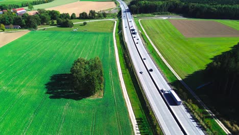 aerial view of famous german autobahn, 4k