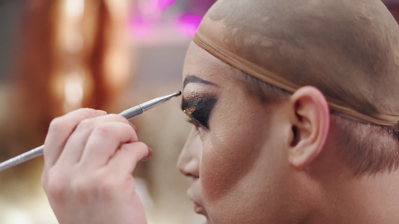 Drag Queen Applying Makeup
