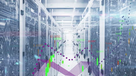 animation of data processing over server room