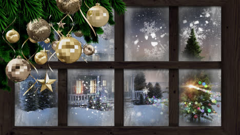 Winterlandschaft-Durch-Fenster-Gesehen