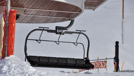 close up time-lapse of a ski chair lift in the french alps