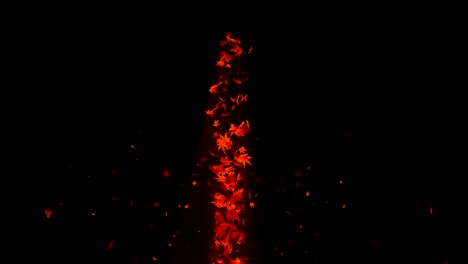 vórtice de colorido arce y hojas. espiral partícula brillante de hojas de otoño. hoja de baile. colorida naturaleza túnel bucle de animación.