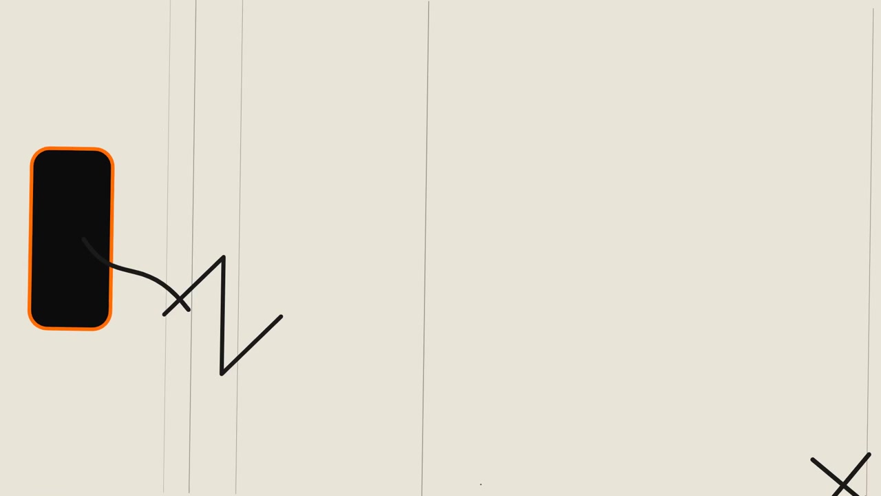 Animação abstrata de símbolos geométricos movendo-se em um fundo minimalista