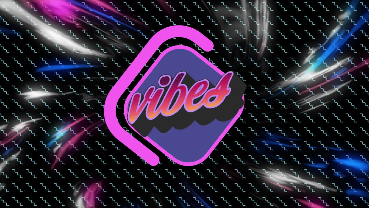 Animation of vibes text over shapes