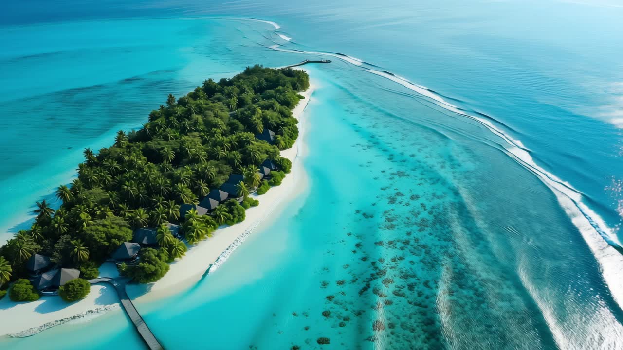 Isola tropicale paradisiaca con acqua turchese e onde