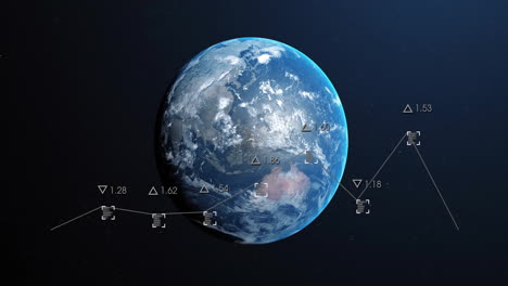 Animación-De-Gráficos-Que-Procesan-Datos-Sobre-El-Globo-Sobre-Fondo-Negro