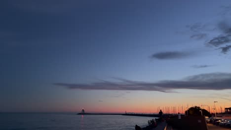 sunset at lighthouse in grand motte - montpellier, france