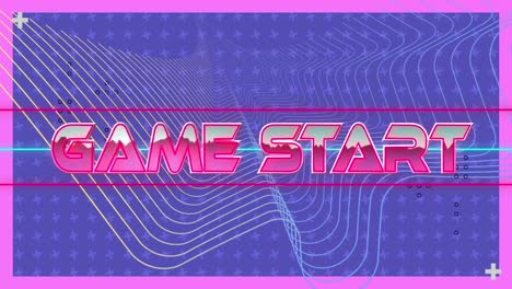 Animation-of-game-start-text-in-metallic-pink-over-neon-lines-and-metaverse-grid