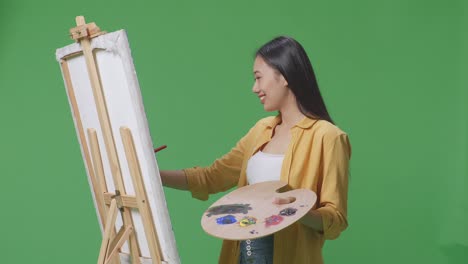 woman painting on easel