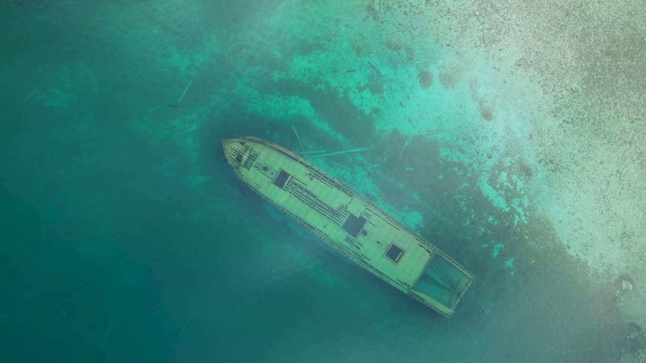 Sunken Shipwreck from Above