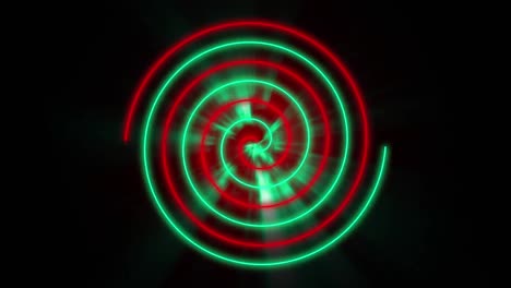 animación de círculos rojos y verdes de neón sobre fondo negro