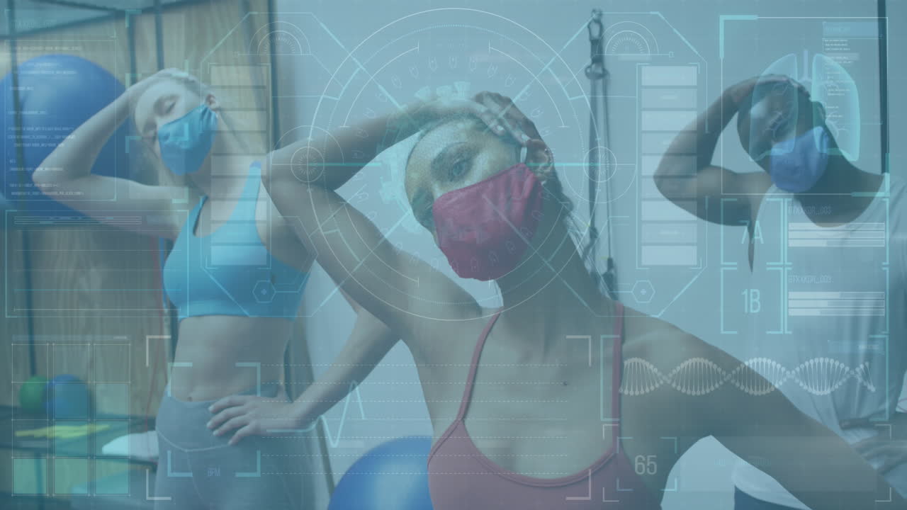 얼굴 마스크를 착용하는 다양한 그룹에 대한 그래프와 통계의 애니메이션