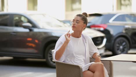 woman at outdoor cafe