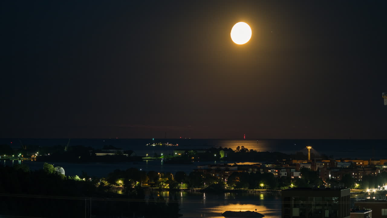 핀란드 만 위에서 반이는 보름달의 시간 흐름, 헬싱키의 밤