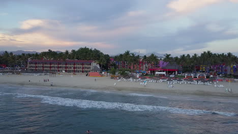 Aerial-of-sunset-on-Bucerias,-Mexico