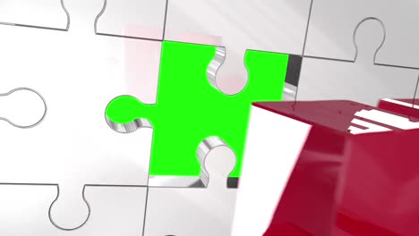 key unlocking piece of puzzle showing green screen