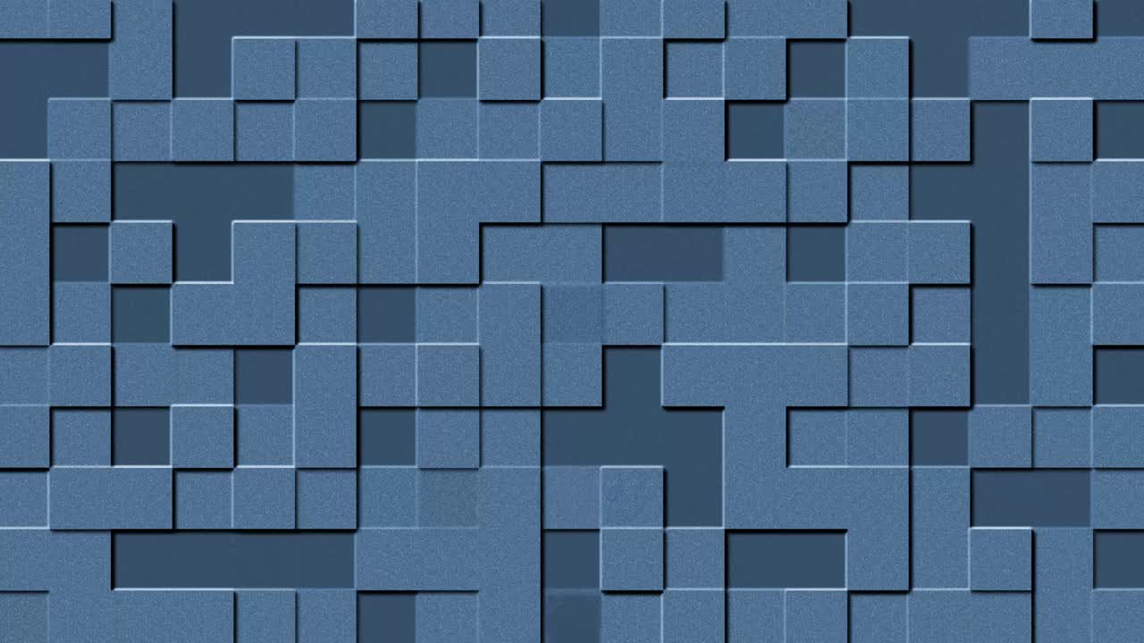 estructura de relieve de diferentes elementos cuadrados en azul - fondo de movimiento abstracto de 4k