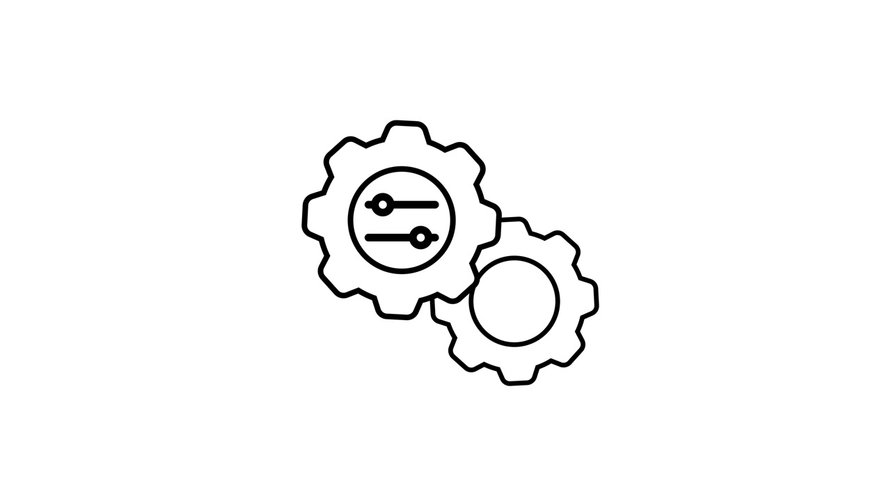 Gear icon representing level bar animation isolated on white background