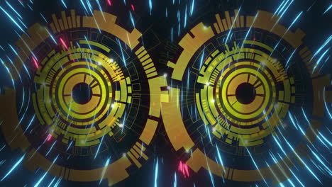 animation of scope scanning and light trails on black background