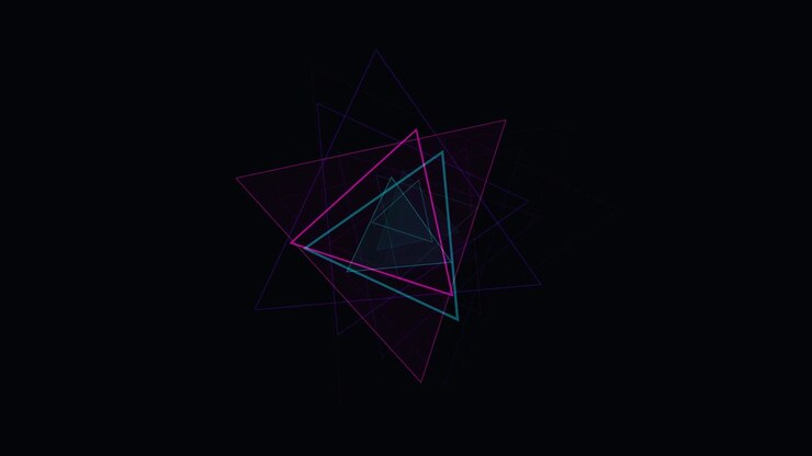 Abstract Geometric Animation of Rotating Neon Triangles