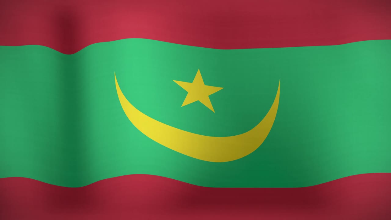 animación de ondear la bandera de mauritania