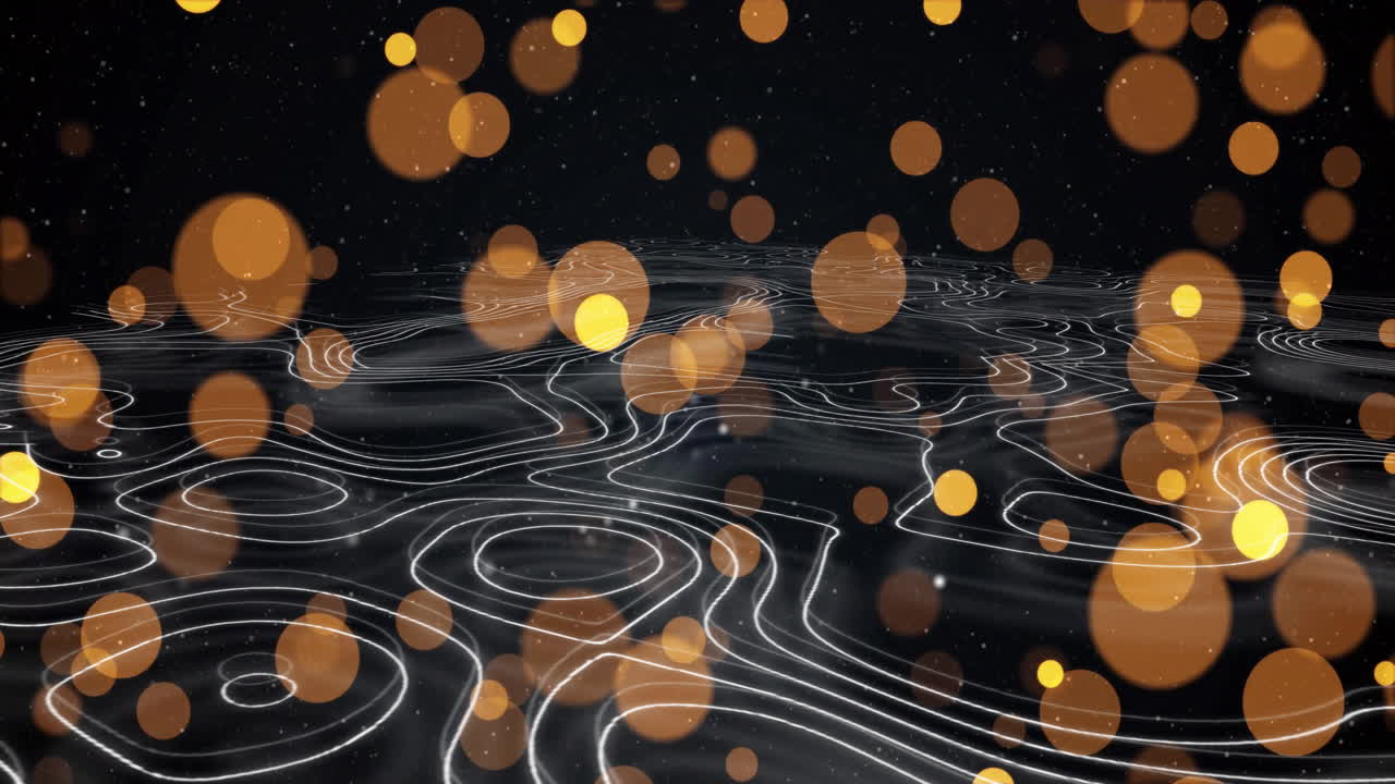 Animation of yellow spots and white shapes on black background