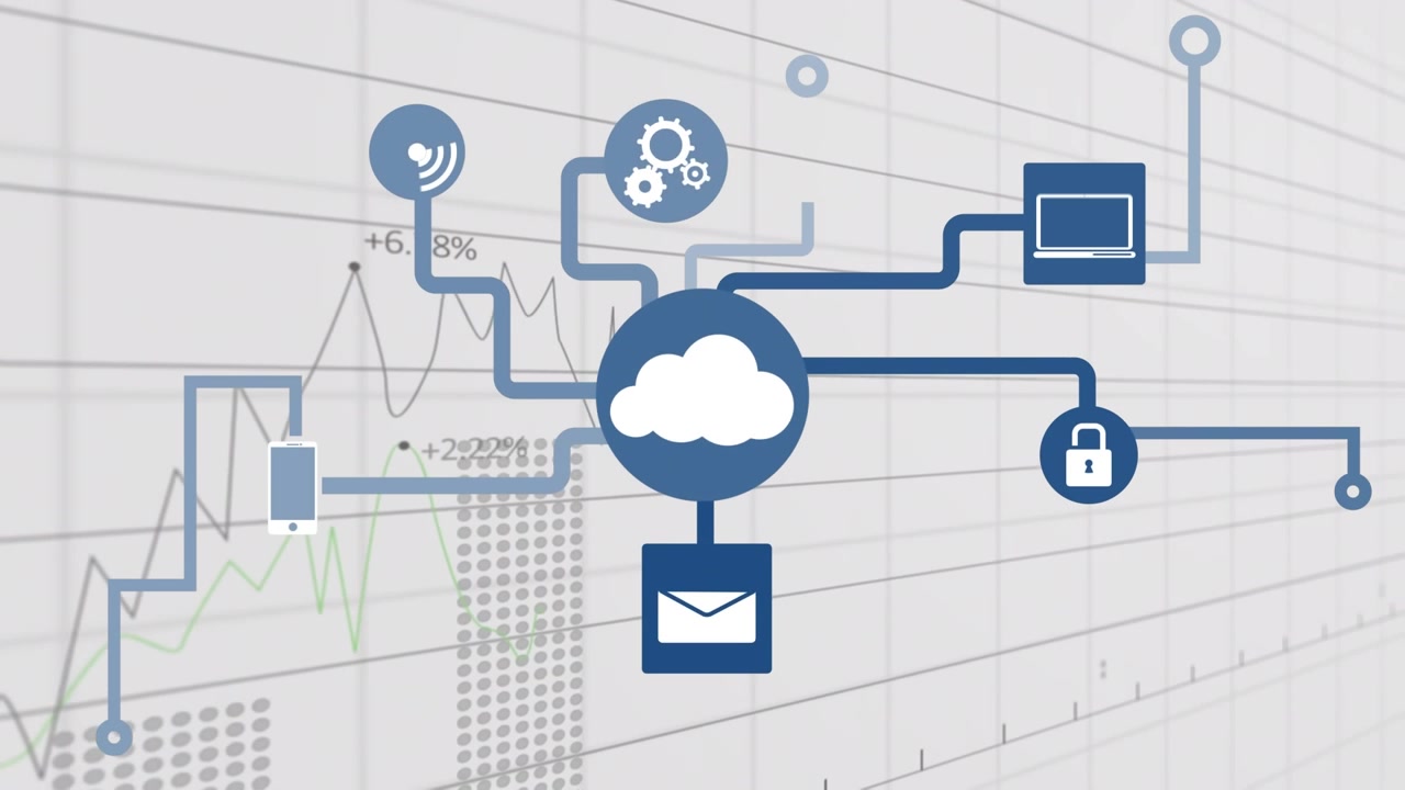 Animation of network of connections, statistics and financial data processing over grid