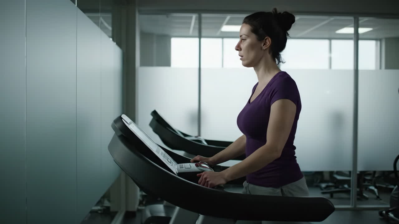Woman working out on treadmill in gym