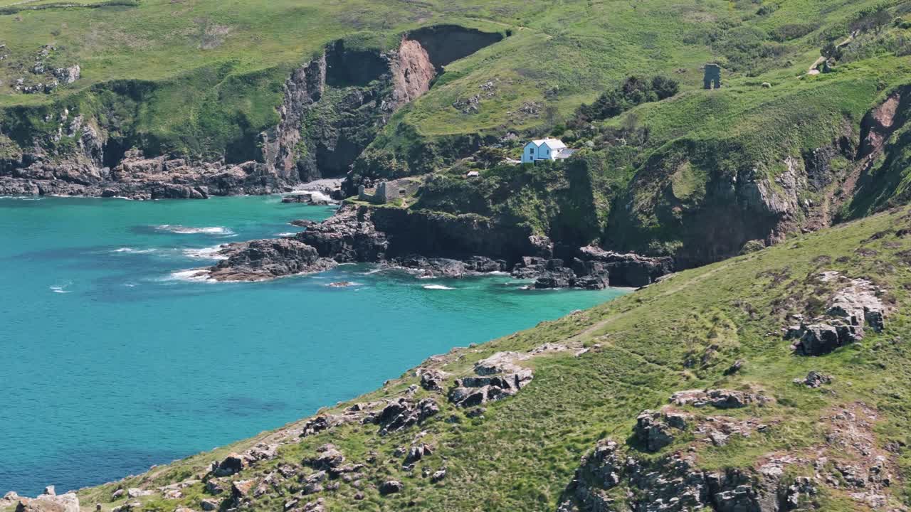 Revealing circle of ruins at Gurnard’s Head with cliffs and sea in dramatic Cornwall England