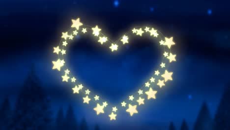 Glowing-heart-of-fairy-lights-on-blue-background