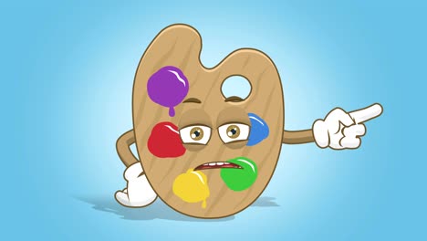 cartoon artist color palette unhappy right pointer with face animation alpha matte