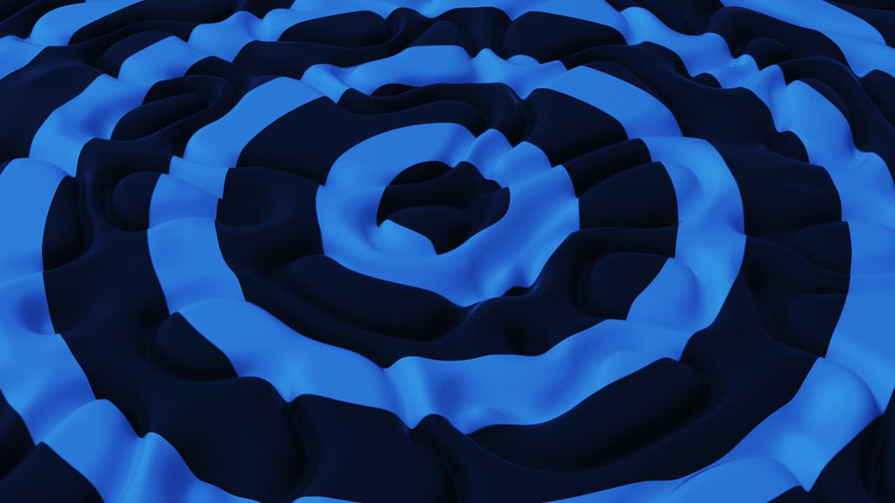 fondo abstracto con círculos negros azules en el campo de ondas de ruido. superficie desplazada detallada. plantilla de fondo moderna para documentos, informes y presentaciones. ciencia ficción futurista. animación 3d