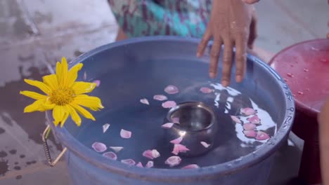 Badewanne-Mit-Blumen-Dekoriert-Für-Baby