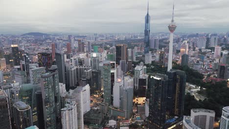stunning aerial view of kuala lumpur skyline at night